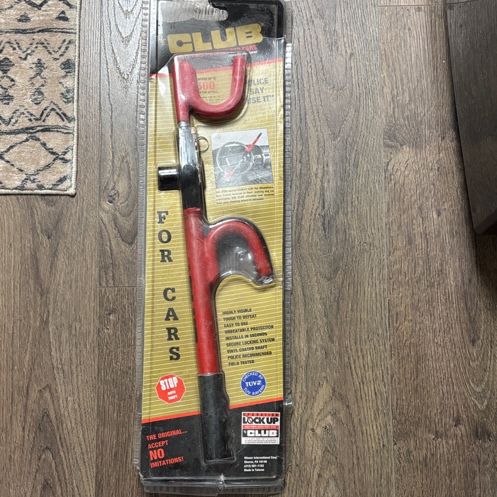 Red and Black Car Steering Wheel Lock